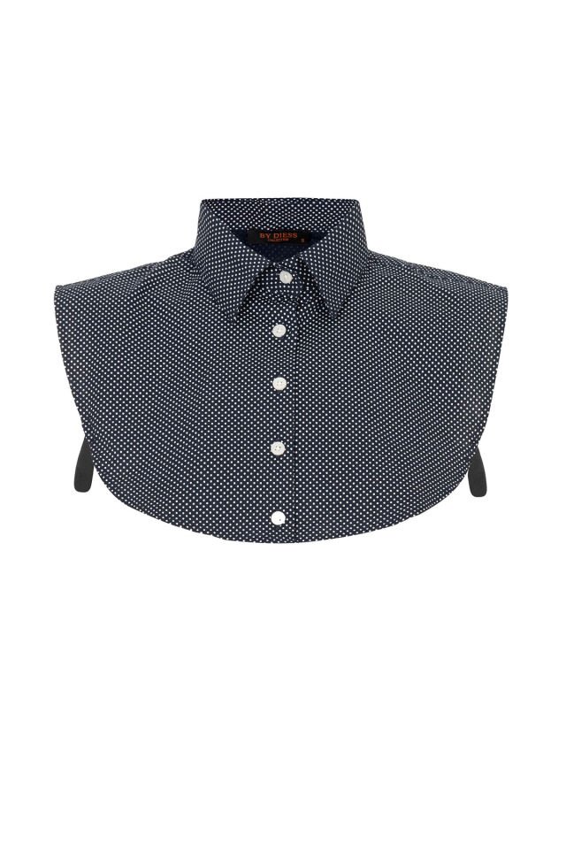 LACİVERT PUANTİYELİ KADIN İÇ CROP GÖMLEK lacivert puantiyeli - 3XL